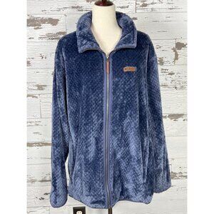 COLUMBIA Fireside II Sherpa Full Zip Jacket Blue Women's Sz 2X #AW1086 EUC